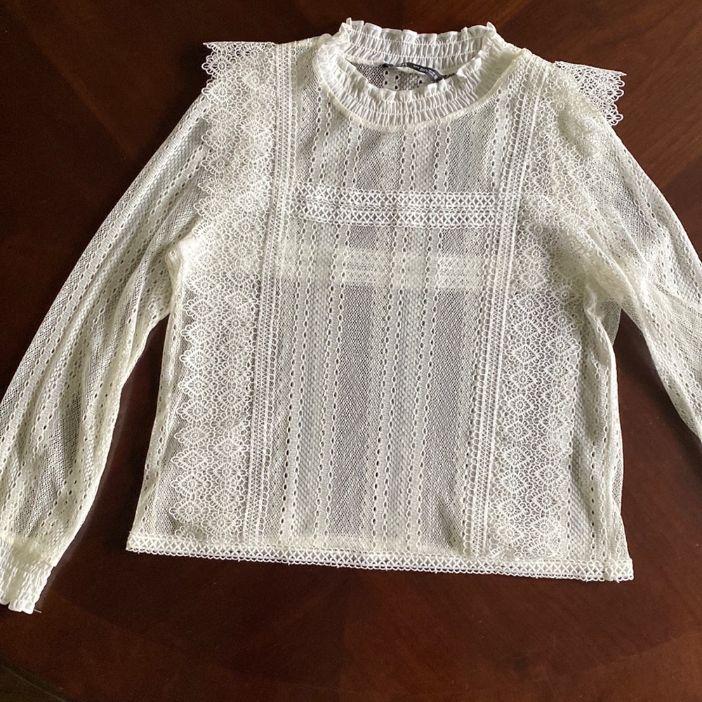 Zara cream colored lace shirt.